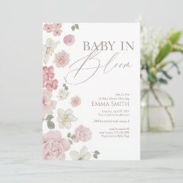 Baby In Bloom Roze Bloemen Baby Shower Kaart