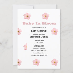 Baby in Bloom Roze Bloemen Baby shower Meisje Tren Kaart