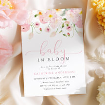Baby In Bloom Roze Bloemen Baby Shower Uitnodiging