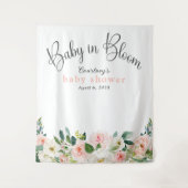 Baby in Bloom Roze Bloemen Baby Shower Wandkleed (Voorkant)