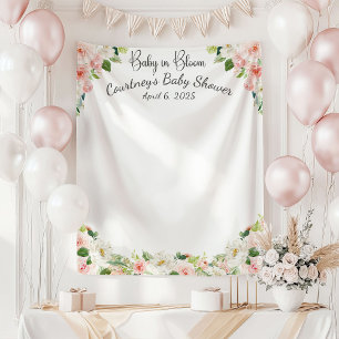 Baby in Bloom Roze Bloemen Baby Shower Wandtapijt Wandkleed