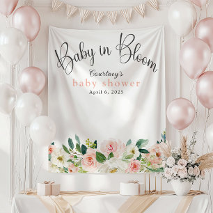 Baby in Bloom Roze Bloemen Baby Shower Wandtapijt Wandkleed
