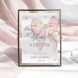 Baby in Bloom Roze Bloemen Bow Baby shower Welkom Poster