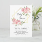 Baby in Bloom Roze Bloemen Goud Lijst Baby shower Kaart (Staand voorkant)