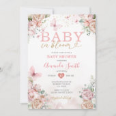 Baby in Bloom Roze Bloemen Meisje Baby shower Kaart (Voorkant)