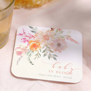 Baby In Bloom Roze Bloemen Meisje Baby Shower Kartonnen Onderzetters