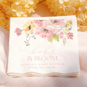 Baby in Bloom Roze Bloemen Meisje Baby Shower Servet