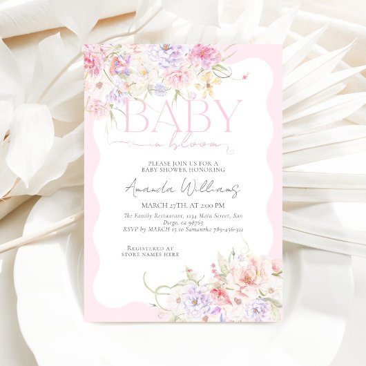 Baby in Bloom Roze Bloemen Moderne Baby Meisje Dou Kaart