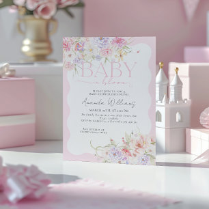 Baby in Bloom Roze Bloemen Moderne Baby Meisje Dou Kaart