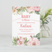 Baby In Bloom roze bloemig Kaart (Staand voorkant)