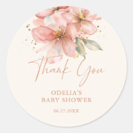 Baby In Bloom Roze Bloemige Baby Shower Dank Je Ronde Sticker