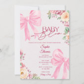 Baby in Bloom Roze Bloemige Baby Shower Uitnodigin Kaart (Voorkant)