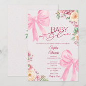Baby in Bloom Roze Bloemige Baby Shower Uitnodigin Kaart (Voorkant / Achterkant)