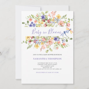 Baby In Bloom Roze Bloemige Uitnodiging voor Baby