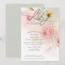 Baby in Bloom Roze Dahlia Bloemen Baby Shower
