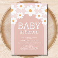 Baby in Bloom Roze Daisy Baby Shower Uitnodiging