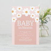 Baby in Bloom Roze Daisy Baby Shower Uitnodiging  (Staand voorkant)