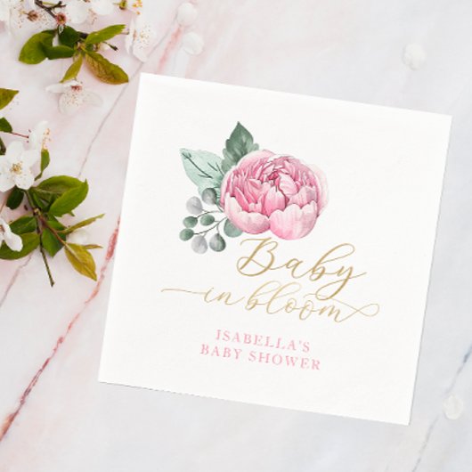 Baby in Bloom Roze en Gouden Bloemen Baby shower F Servet