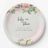 Baby in Bloom | Roze en perforeel Baby shower Papieren Bordje (Voorkant)