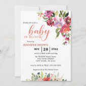 Baby in Bloom | Roze florale waterverf Shower Kaart (Voorkant)