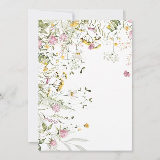 Baby in Bloom Roze & Gele Wilde Bloemen Shower Kaart (Achterkant)