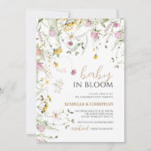 Baby in Bloom Roze & Gele Wildflowers Douche Kaart (Voorkant)