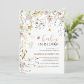 Baby in Bloom Roze & Gele Wildflowers Douche Kaart (Staand voorkant)