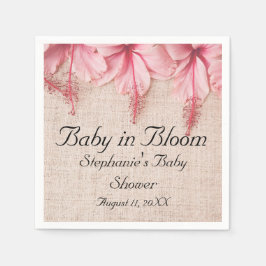 Baby in Bloom Roze Linnen Bloemen Baby shower Servet