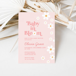 Baby in Bloom Roze Madeliefje Baby Shower Uitnodig Kaart
