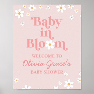 Baby in Bloom Roze Madeliefjes Shower Welkom Poster