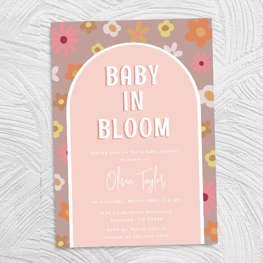 Baby in Bloom Roze Meisje Baby shower Kaart