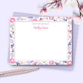 Baby in Bloom Roze Paarse Wildflower Nieuwe Baby M Bedankkaart