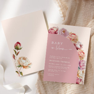 Baby In Bloom Roze Pioenboog Baby Shower  Kaart
