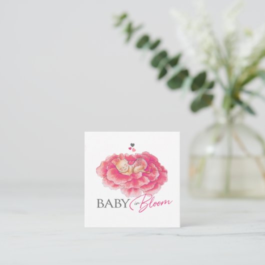 Baby in bloom roze register baby shower kaart (Staand voorkant)
