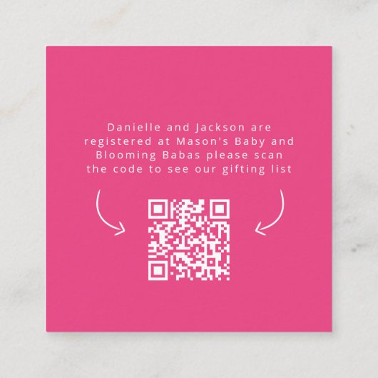 Baby in bloom roze register baby shower kaart (Achterkant)