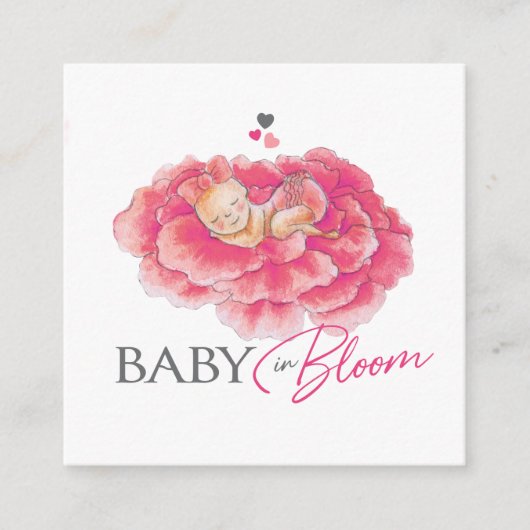 Baby in bloom roze register baby shower kaart (Voorkant)