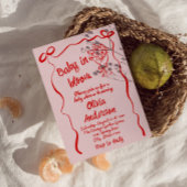 Baby in Bloom Roze Rood Getrokken Bloem Boeket Dou Kaart