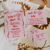 Baby in Bloom Roze Rood Getrokken Bloem Boeket Dou Kaart