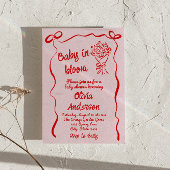 Baby in Bloom Roze Rood Getrokken Bloem Boeket Dou Kaart