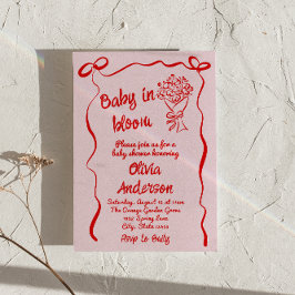 Baby in Bloom Roze Rood Getrokken Bloem Boeket Dou Kaart