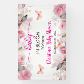 Baby in Bloom Roze Rozen Baby Shower Achtergrond Spandoek (Verticaal)