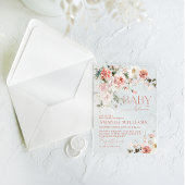 Baby in Bloom Roze Rozen Bloemen Meisje Baby showe Acryl Uitnodigingen