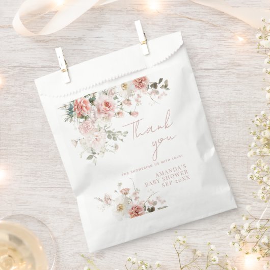 Baby in Bloom Roze Rozen Bloemen Meisje Baby showe Bedankzakje (Geknipt)