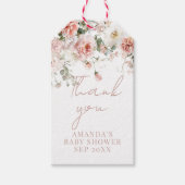 Baby in Bloom Roze Rozen Bloemen Meisje Baby showe Cadeaulabel (Voorkant)