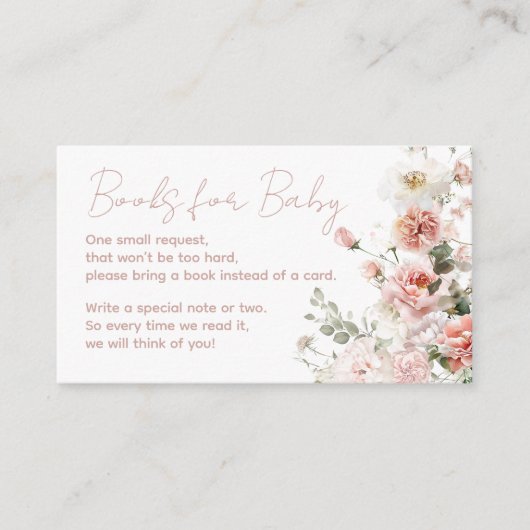 Baby in Bloom Roze Rozen Bloemen Meisje Baby showe Informatiekaartje (Voorkant)