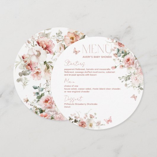 Baby in Bloom Roze Rozen Bloemen Meisje Baby showe Kaart (Voorkant / Achterkant)