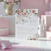 Baby in Bloom Roze Rozen Bloemen Meisje Baby showe Kaart