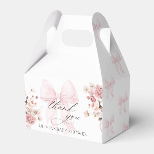 Baby In Bloom Roze Strik Baby Shower Favor Dozen Bedankdoosjes (Voorkant Zijde)