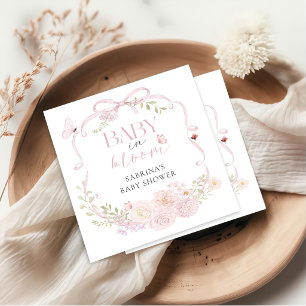 Baby In Bloom Roze Strik Baby Shower Servetten