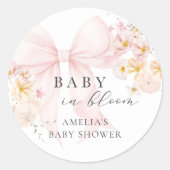 Baby In Bloom Roze Strik Baby Shower Sticker (Voorkant)